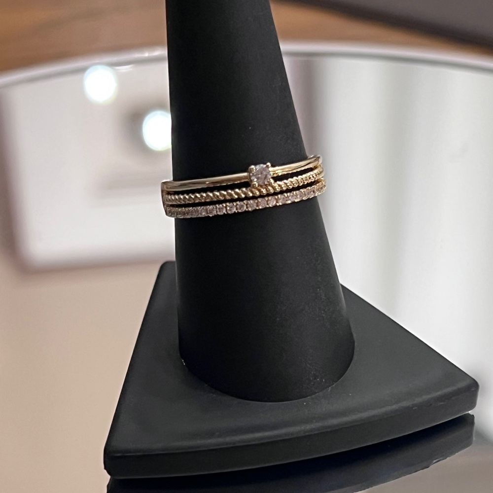 Gold Stacker Illusion Ring with CZ